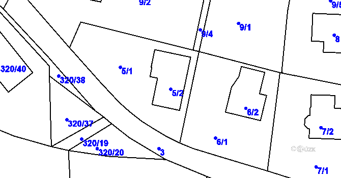Parcela st. 5/2 v KÚ Antonínův Důl, Katastrální mapa