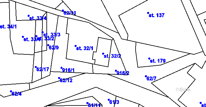 Parcela st. 32/2 v KÚ Střítež u Jihlavy, Katastrální mapa