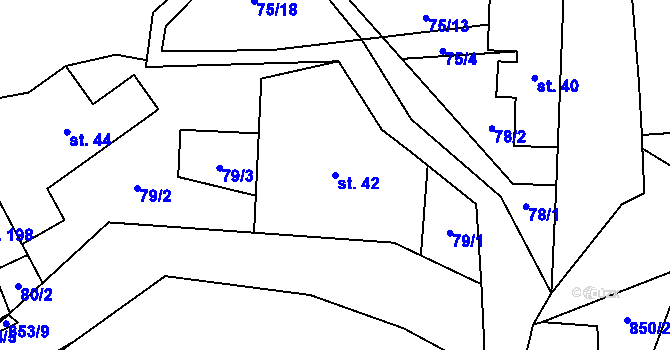 Parcela st. 42 v KÚ Střítež u Jihlavy, Katastrální mapa
