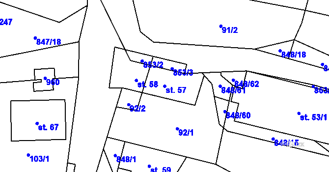 Parcela st. 57 v KÚ Střítež u Jihlavy, Katastrální mapa