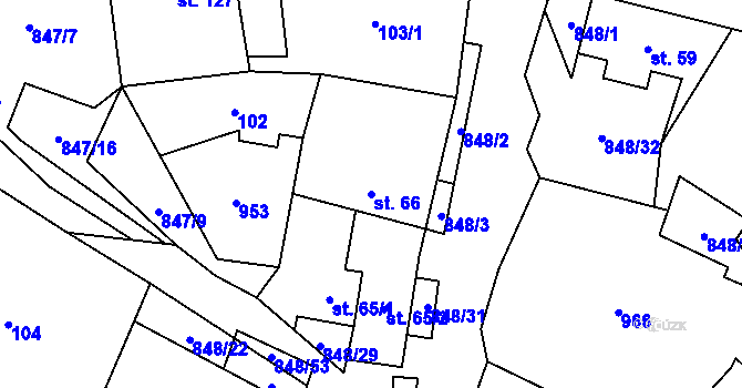 Parcela st. 66 v KÚ Střítež u Jihlavy, Katastrální mapa