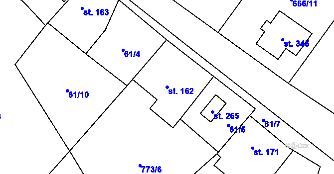 Parcela st. 162 v KÚ Střítež u Jihlavy, Katastrální mapa