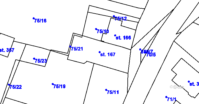 Parcela st. 167 v KÚ Střítež u Jihlavy, Katastrální mapa
