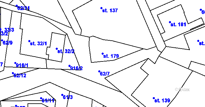 Parcela st. 179 v KÚ Střítež u Jihlavy, Katastrální mapa