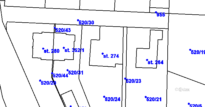 Parcela st. 274 v KÚ Střítež u Jihlavy, Katastrální mapa
