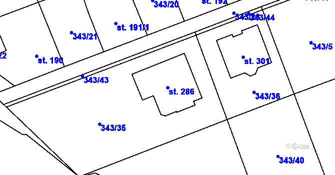 Parcela st. 286 v KÚ Střítež u Jihlavy, Katastrální mapa
