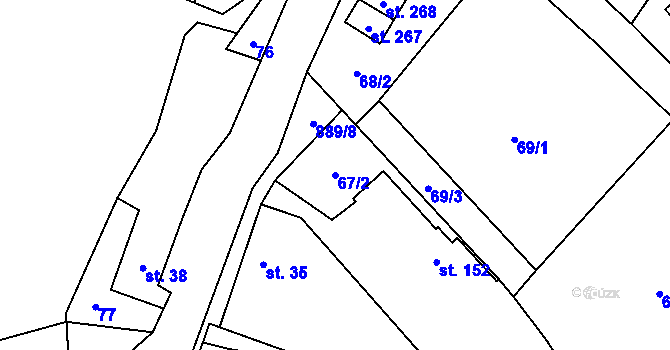 Parcela st. 67/2 v KÚ Střítež u Jihlavy, Katastrální mapa