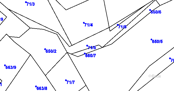 Parcela st. 71/5 v KÚ Střítež u Jihlavy, Katastrální mapa