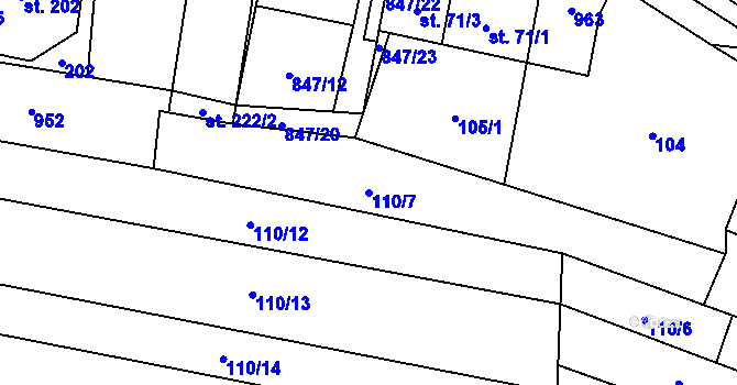 Parcela st. 110/7 v KÚ Střítež u Jihlavy, Katastrální mapa