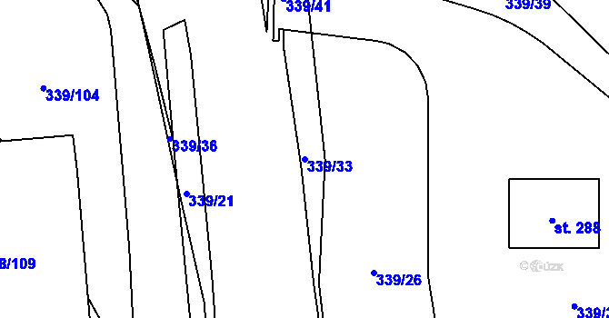 Parcela st. 339/33 v KÚ Střítež u Jihlavy, Katastrální mapa