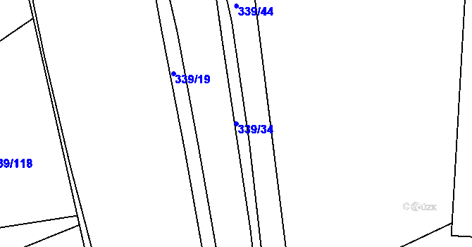 Parcela st. 339/34 v KÚ Střítež u Jihlavy, Katastrální mapa