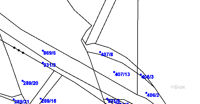 Parcela st. 407/8 v KÚ Střítež u Jihlavy, Katastrální mapa