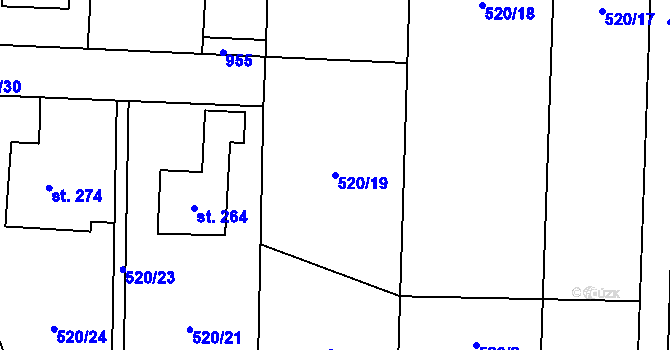 Parcela st. 520/19 v KÚ Střítež u Jihlavy, Katastrální mapa