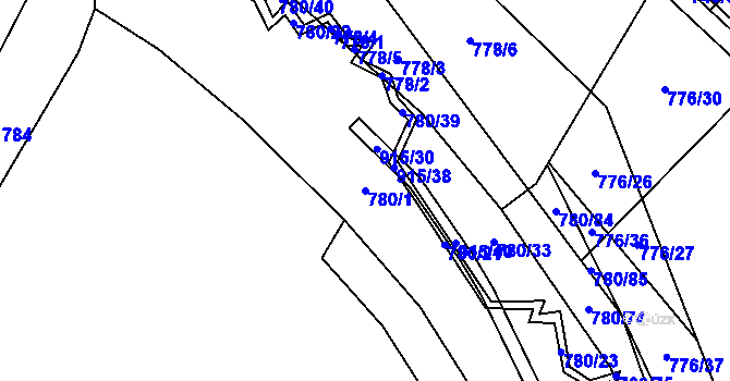 Parcela st. 780/1 v KÚ Střítež u Jihlavy, Katastrální mapa