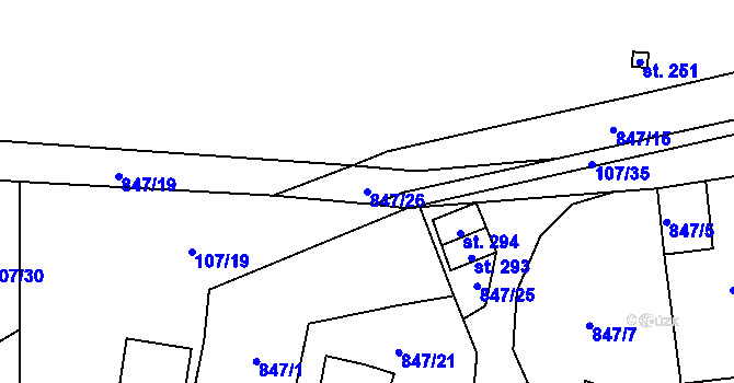 Parcela st. 847/26 v KÚ Střítež u Jihlavy, Katastrální mapa