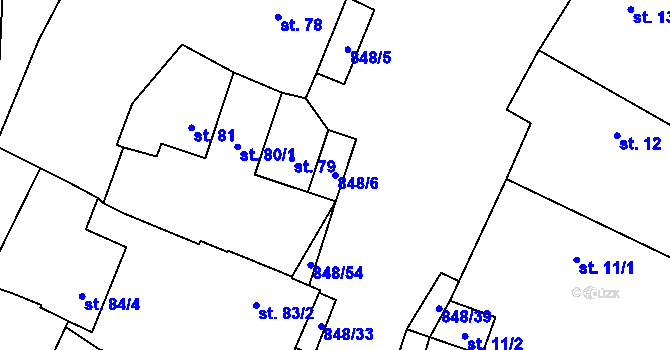 Parcela st. 848/6 v KÚ Střítež u Jihlavy, Katastrální mapa