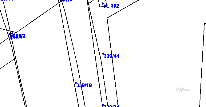 Parcela st. 339/44 v KÚ Střítež u Jihlavy, Katastrální mapa