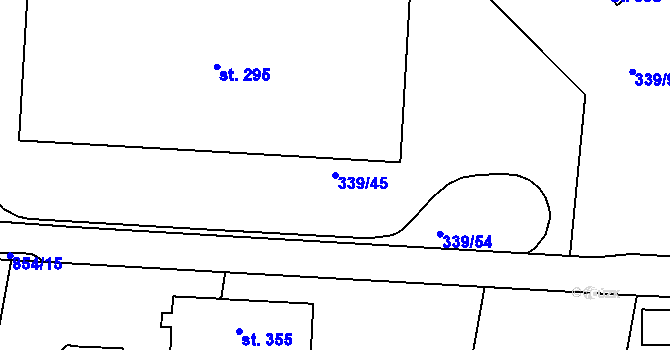 Parcela st. 339/45 v KÚ Střítež u Jihlavy, Katastrální mapa