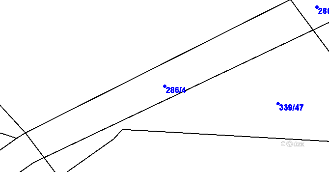 Parcela st. 286/4 v KÚ Střítež u Jihlavy, Katastrální mapa