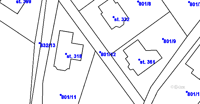 Parcela st. 801/12 v KÚ Střítež u Jihlavy, Katastrální mapa