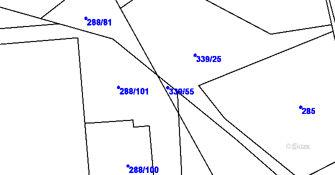 Parcela st. 339/55 v KÚ Střítež u Jihlavy, Katastrální mapa