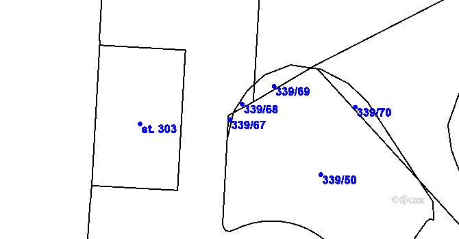 Parcela st. 339/67 v KÚ Střítež u Jihlavy, Katastrální mapa