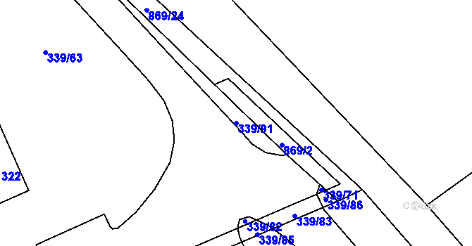 Parcela st. 339/91 v KÚ Střítež u Jihlavy, Katastrální mapa