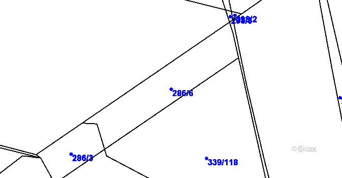 Parcela st. 286/6 v KÚ Střítež u Jihlavy, Katastrální mapa