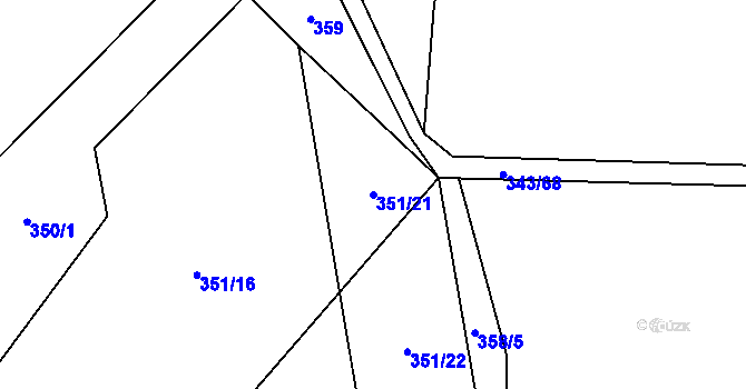 Parcela st. 351/21 v KÚ Střítež u Jihlavy, Katastrální mapa