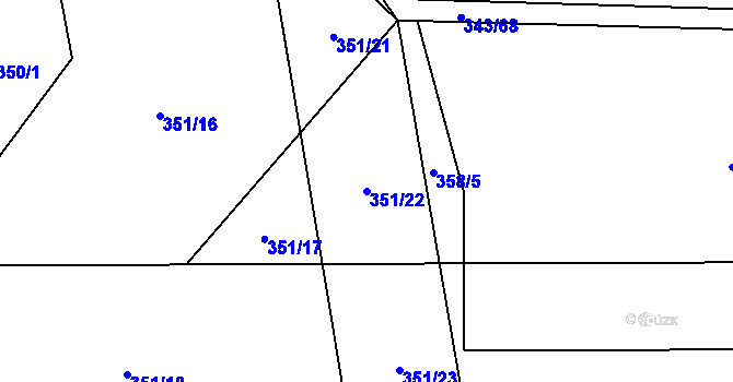 Parcela st. 351/22 v KÚ Střítež u Jihlavy, Katastrální mapa
