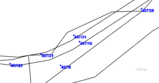Parcela st. 407/18 v KÚ Střítež u Jihlavy, Katastrální mapa