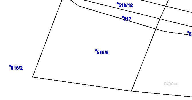 Parcela st. 518/8 v KÚ Střítež u Jihlavy, Katastrální mapa