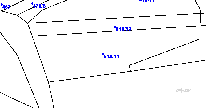 Parcela st. 518/11 v KÚ Střítež u Jihlavy, Katastrální mapa