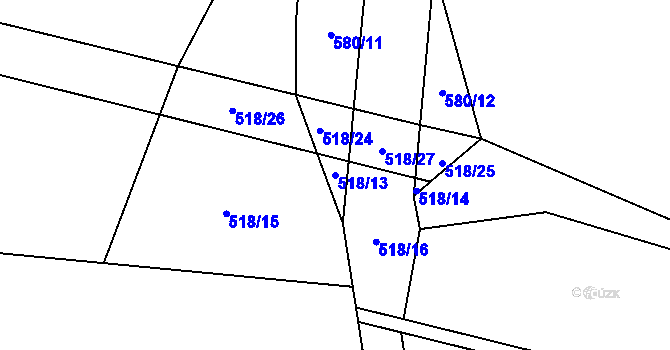 Parcela st. 518/13 v KÚ Střítež u Jihlavy, Katastrální mapa
