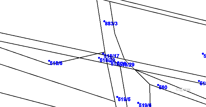 Parcela st. 518/17 v KÚ Střítež u Jihlavy, Katastrální mapa