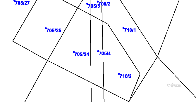 Parcela st. 705/4 v KÚ Střítež u Jihlavy, Katastrální mapa
