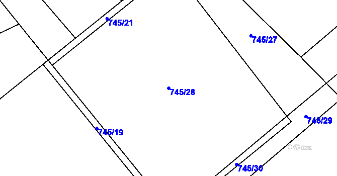 Parcela st. 745/28 v KÚ Střítež u Jihlavy, Katastrální mapa