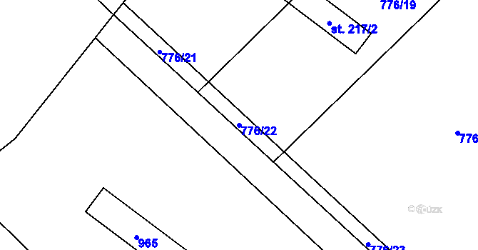 Parcela st. 776/22 v KÚ Střítež u Jihlavy, Katastrální mapa