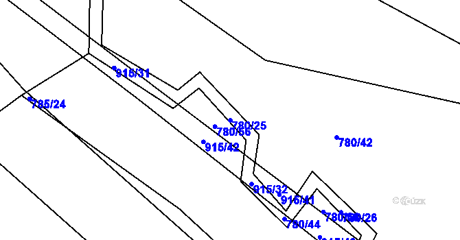 Parcela st. 780/25 v KÚ Střítež u Jihlavy, Katastrální mapa