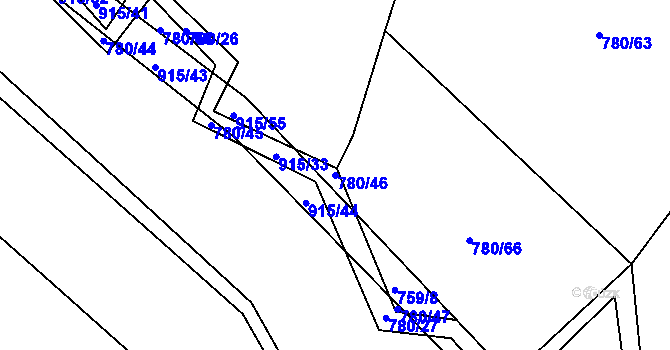 Parcela st. 780/46 v KÚ Střítež u Jihlavy, Katastrální mapa