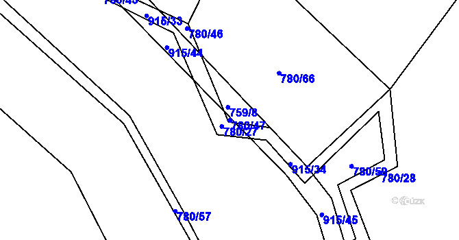 Parcela st. 780/47 v KÚ Střítež u Jihlavy, Katastrální mapa