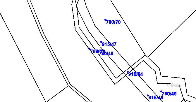 Parcela st. 780/48 v KÚ Střítež u Jihlavy, Katastrální mapa