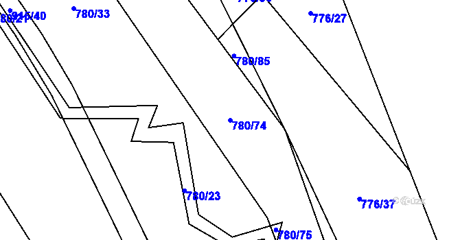 Parcela st. 780/74 v KÚ Střítež u Jihlavy, Katastrální mapa