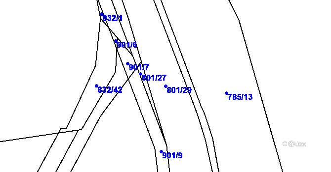 Parcela st. 801/29 v KÚ Střítež u Jihlavy, Katastrální mapa