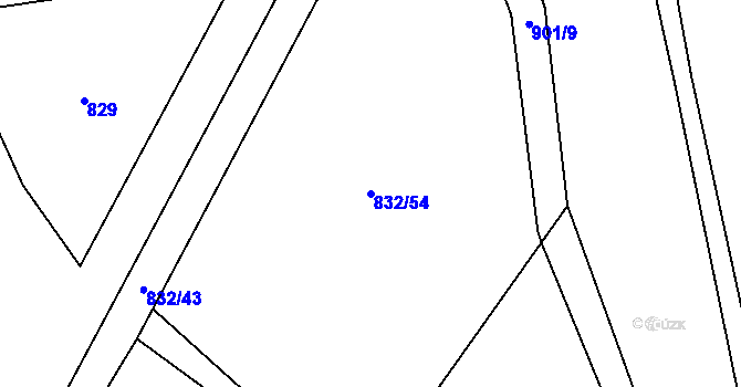 Parcela st. 832/54 v KÚ Střítež u Jihlavy, Katastrální mapa