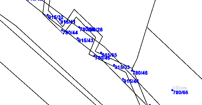 Parcela st. 915/55 v KÚ Střítež u Jihlavy, Katastrální mapa