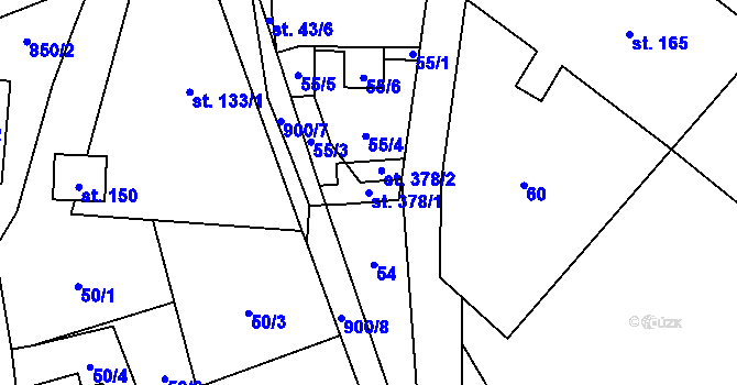 Parcela st. 378/1 v KÚ Střítež u Jihlavy, Katastrální mapa