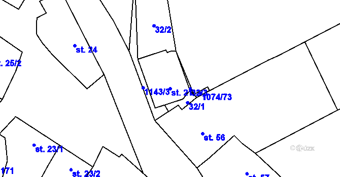 Parcela st. 21 v KÚ Střítež u Třebíče, Katastrální mapa