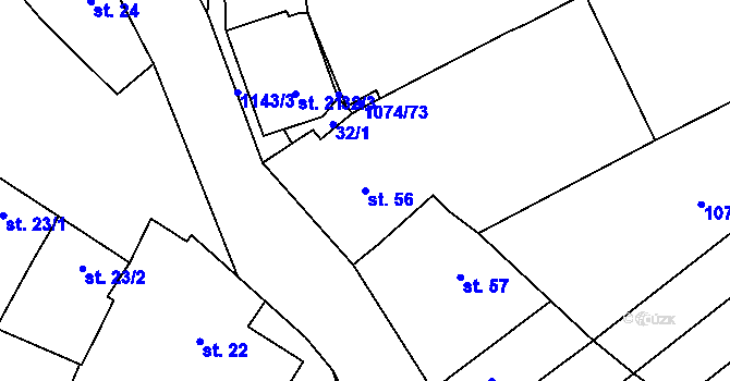 Parcela st. 56 v KÚ Střítež u Třebíče, Katastrální mapa