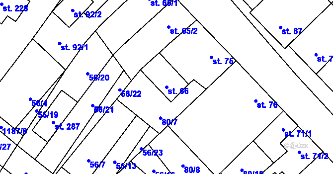Parcela st. 66 v KÚ Střítež u Třebíče, Katastrální mapa